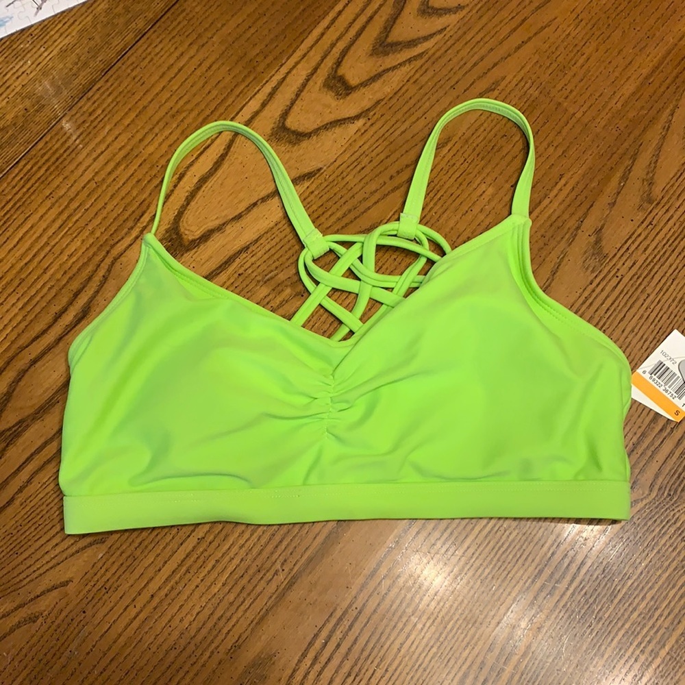 NWT Go by Gossip Strappy Back Neon Green Swim Top